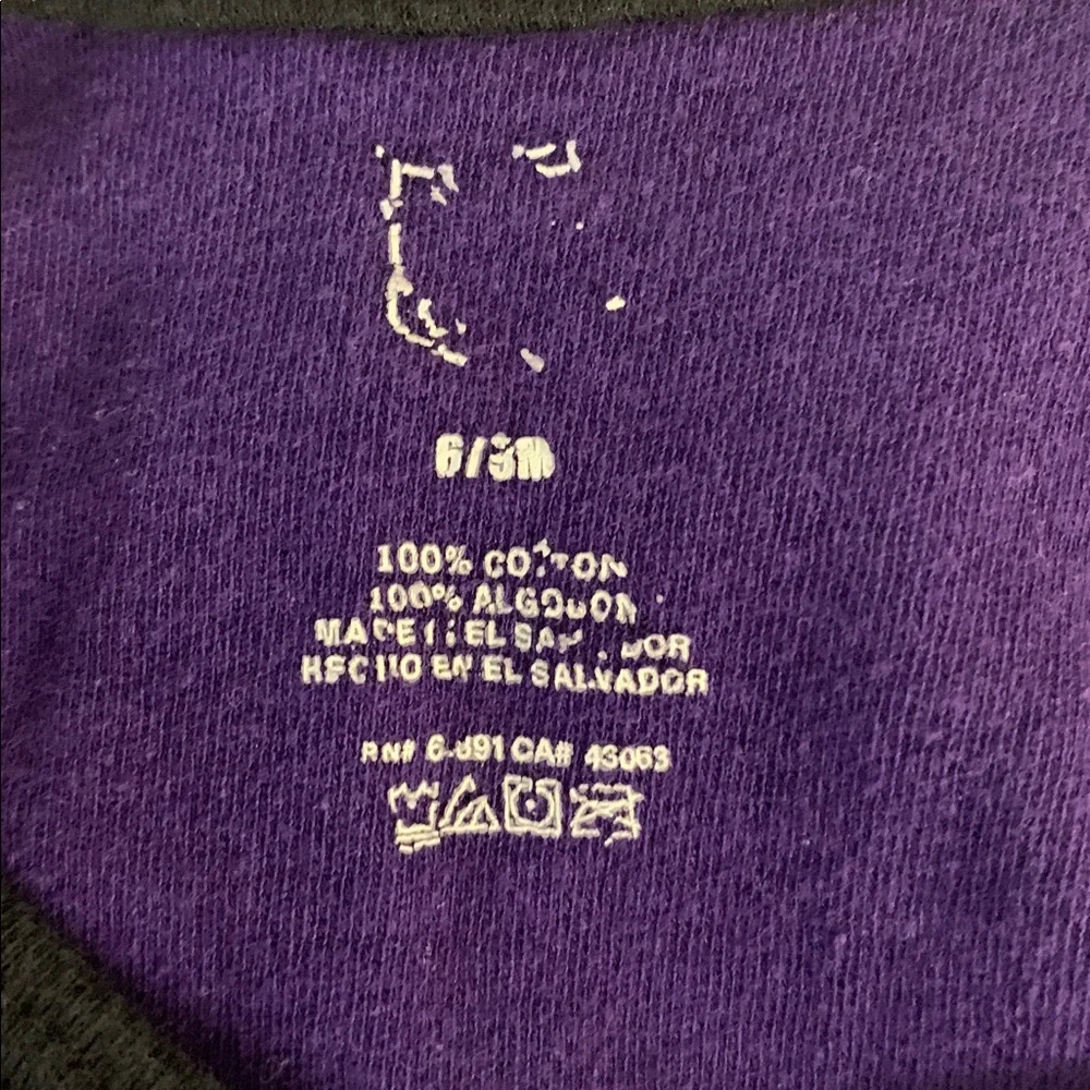 NFL Baltimore Ravens Three Piece Bodysuit Lot 6/9 Months Purple Black Cotton